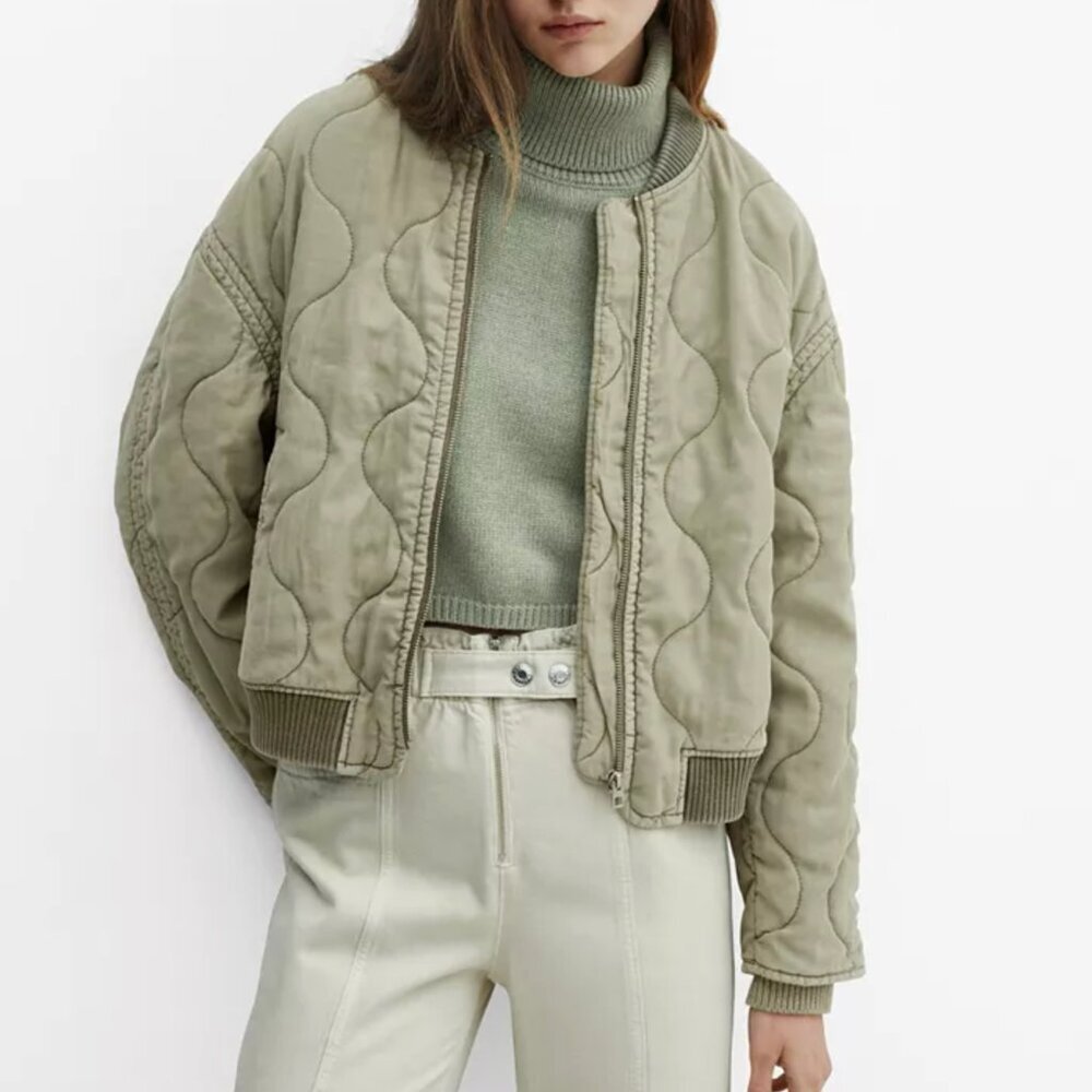 NWOT!   MANGO Women's Quilted Bomber Jacket Size XXL